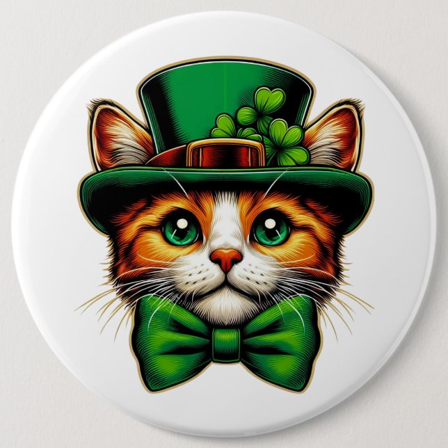 Badge Rond 15,2 Cm Chat mignon/chaton Saint Patrick's Day (Devant)