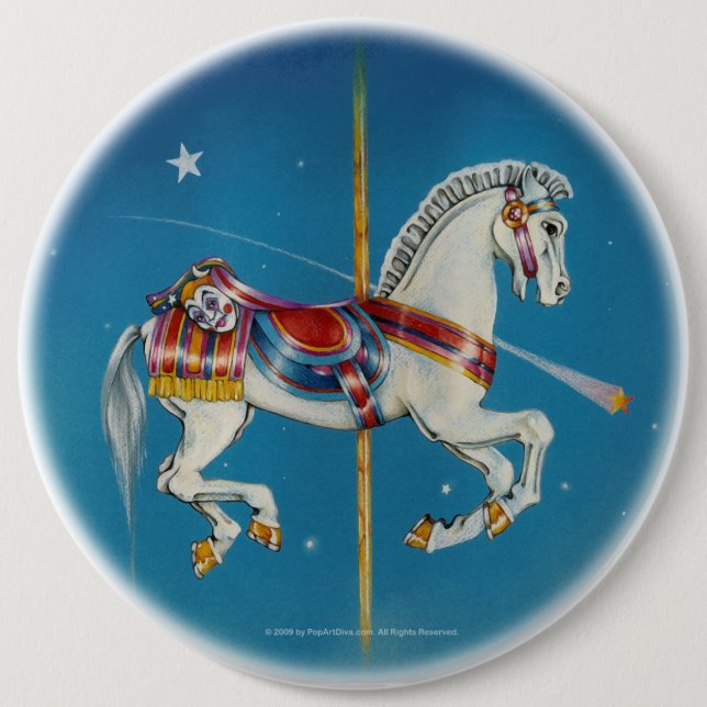 Badge Rond 15,2 Cm Cheval de boutons - rouges, blanc et bleu de (Devant)