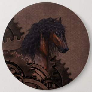 Badge Rond 15,2 Cm Cheval de Steampunk