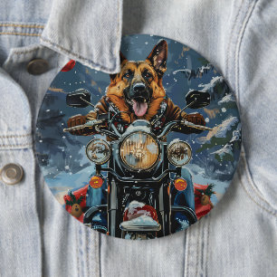Badge Rond 15,2 Cm Chien berger allemand équitation moto Noël