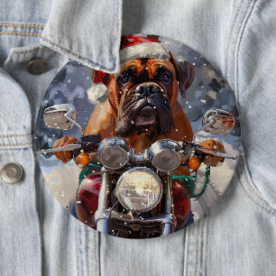 Badge Rond 15,2 Cm Chien Bullmastiff à moto Noël 