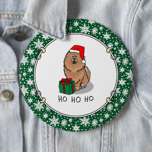 Badge Rond 15,2 Cm Chien Chow Chow Chow de Noël (cannelle) mignonne