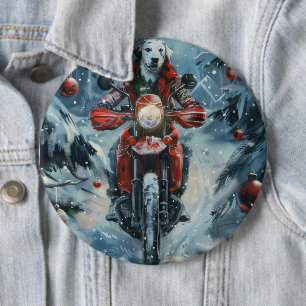 Badge Rond 15,2 Cm Chien dalmate équitation moto Noël