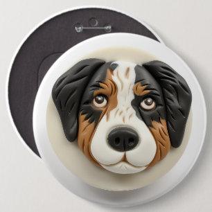 Badge Rond 15,2 Cm Chien de berger australien Inspiré de la 3D