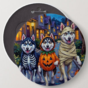 Badge Rond 15,2 Cm Chiens Alaskan Malamute Trick-or-Treating Hallowee