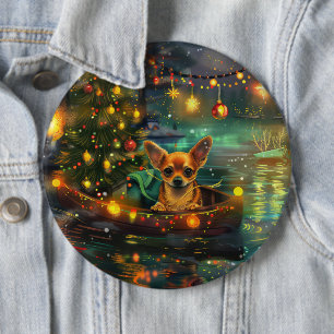 Badge Rond 15,2 Cm Chihuahua Noël Festive Voyage