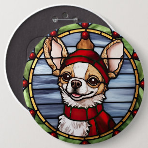 Badge Rond 15,2 Cm Chihuahua Vitrages de Noël