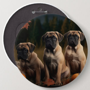 Badge Rond 15,2 Cm Chiots Bullmastiff  Délice d'Automne Citrouille