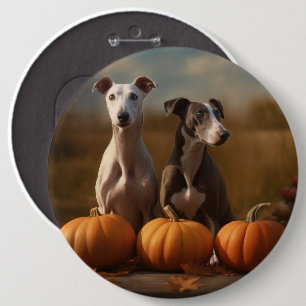 Badge Rond 15,2 Cm Chiots Greyhound Délice d'Automne Citrouille
