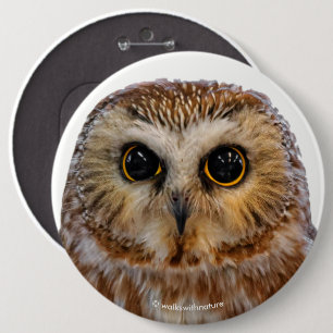 Badge Rond 15,2 Cm Chouette blanche à mâchoire noire