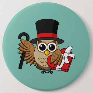 Badge Rond 15,2 Cm Chouette sophistiquée avec boîte de chocolat cardi