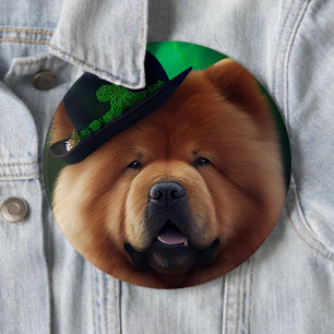 Badge Rond 15,2 Cm Chow Chow Dog en tenue de la Saint Patrick