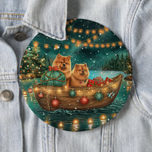 Badge Rond 15,2 Cm Chow Chow Noël Festive Voyage