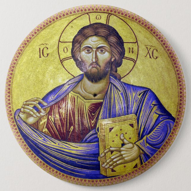 Badge Rond 15,2 Cm Christ Pantocrator (Devant)