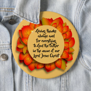 Badge Rond 15,2 Cm Citation Bible Thanksgiving Autumn Leaf Collossal