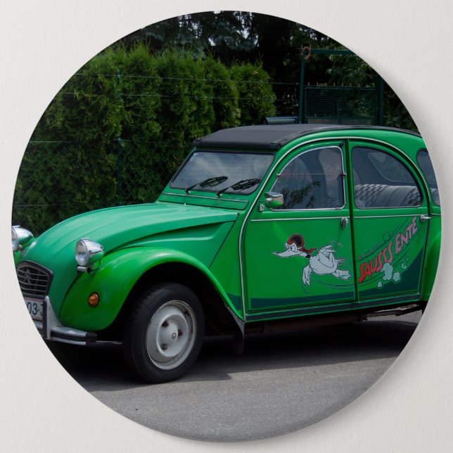 Badge Rond 15,2 Cm Citroen 2 CV Sauss Ente (Devant)