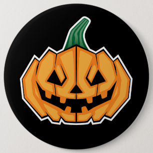 Badge Rond 15,2 Cm Citrouille d'Halloween (style angulaire)