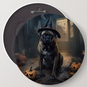 Badge Rond 15,2 Cm Citrouilles Bullmastiff Halloween Épouvantables