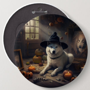 Badge Rond 15,2 Cm Citrouilles d'Akita Halloween Épouvantables