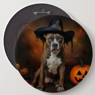 Badge Rond 15,2 Cm Citrouilles d'Halloween effrayantes American Staff