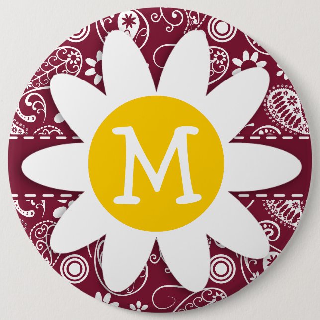 Badge Rond 15,2 Cm Claret Paisley; Floral; Maisy (Devant)