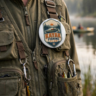 Badge Rond 15,2 Cm Club de pêche en kayak - Pêche extérieure rétro vi