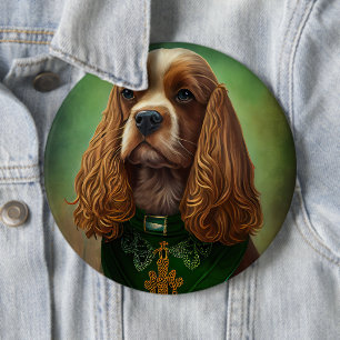 Badge Rond 15,2 Cm Cocker Spaniel Chien en robe de fête St. Patrick