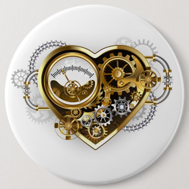 Badge Rond 15,2 Cm Coeur vapeur avec un manomètre (Devant)