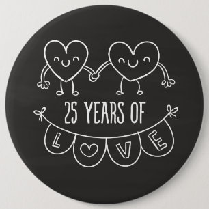 Badge Rond 15,2 Cm Coeurs de calèche-cadeaux du 25e anniversaire