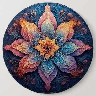 Badge Rond 15,2 Cm Conception de fleurs de mandala colorées