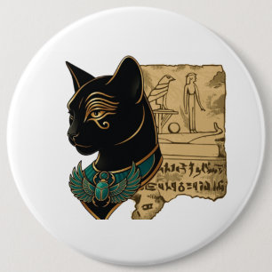 Badge Rond 15,2 Cm Conception de Pharaon Chat Noir