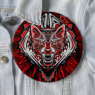 Badge Rond 15,2 Cm Conception de totem tribal Haida Loup