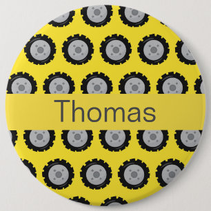Badge Rond 15,2 Cm Construction Cute Roues de camion