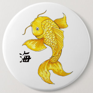 Badge Rond 15,2 Cm Cool Oriental Japonais Gold Koi tatouage à la car