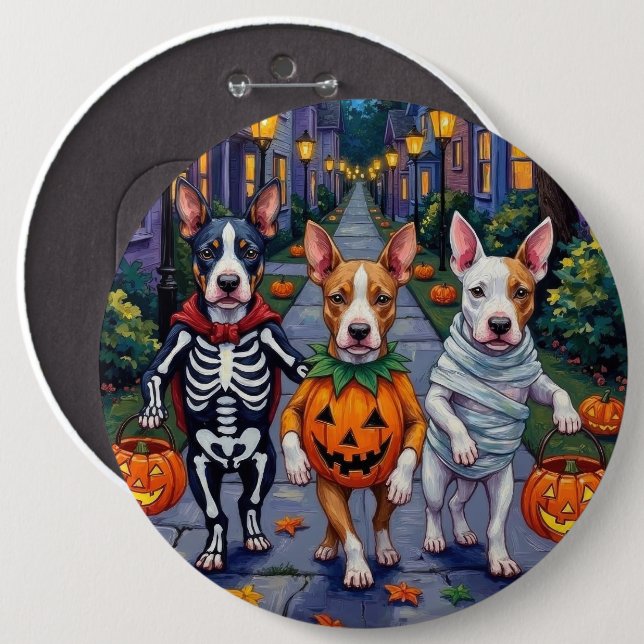 Badge Rond 15,2 Cm Costumes de Bull Terrier pour Halloween et Trick-o (Devant & derrière)