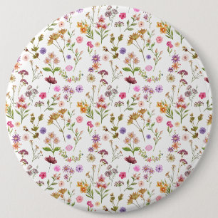 Badge Rond 15,2 Cm couleur d'eau fleurie motif - rose, violet, vert