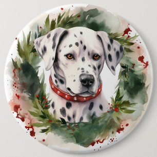 Badge Rond 15,2 Cm Coupe festive de la couronne de Noël dalmate