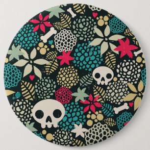 Badge Rond 15,2 Cm Crâne en fleurs