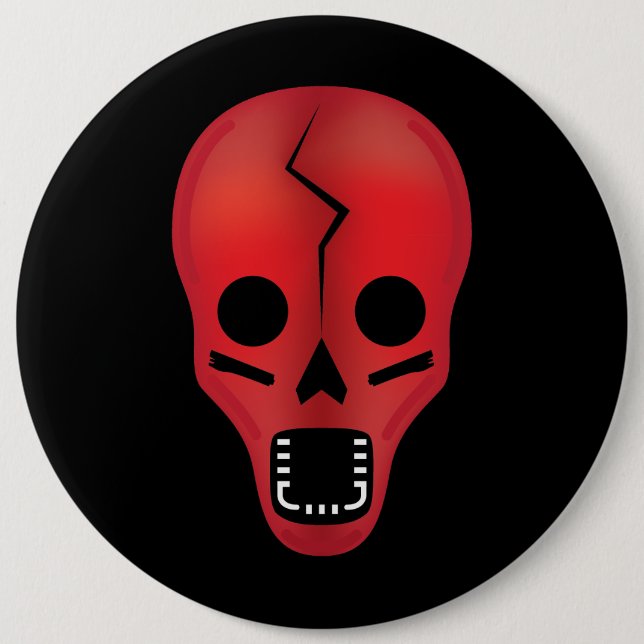 Badge Rond 15,2 Cm Crâne rouge Abstrait (Devant)