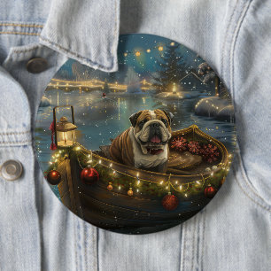 Badge Rond 15,2 Cm Croisière festive de Noël du Bulldog