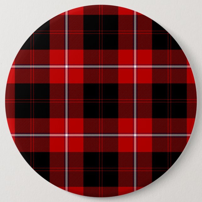 Badge Rond 15,2 Cm Cunningham Tartan rouge noir (Devant)