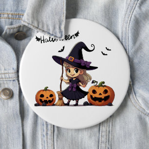 Badge Rond 15,2 Cm Cute, anime sorcière Halloween
