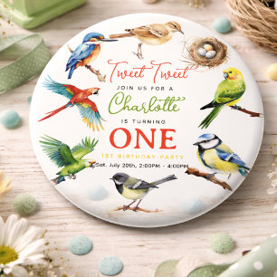 Badge Rond 15,2 Cm Cute Bird 1er anniversaire