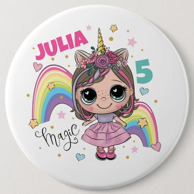 Badge Rond 15,2 Cm Cute Doll Birthday Pin (Devant)