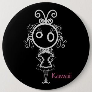 Badge Rond 15,2 Cm Cute Kawaii Cartoon Girl