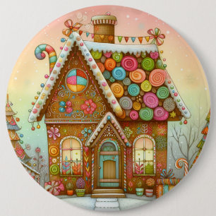 Badge Rond 15,2 Cm Cute, maison de pain d'épices