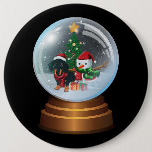Badge Rond 15,2 Cm Dachshund dans Snowball Weinerful Christmas Doxie 