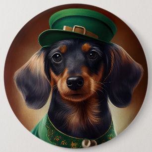 Badge Rond 15,2 Cm Dachshund Dog en tenue de la Saint Patrick