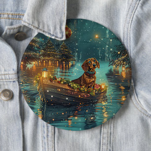 Badge Rond 15,2 Cm Dachshund Noël Festive Voyage