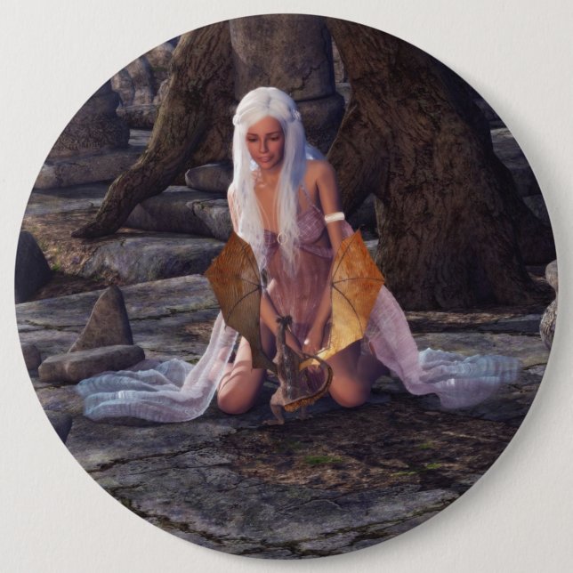 Badge Rond 15,2 Cm Dame Dragon (Devant)